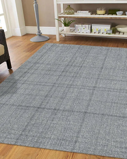 Grey Plaid Pattern Hand Tufted Carpet