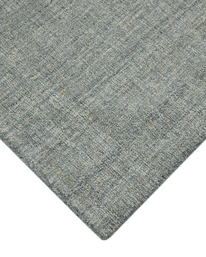 Sea Blue Plaid Pattern Hand Tufted Carpet