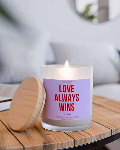 Love Always Wins Valentine’s Lavender Soy Wax Candle | 3 x 4 inches | 200ml