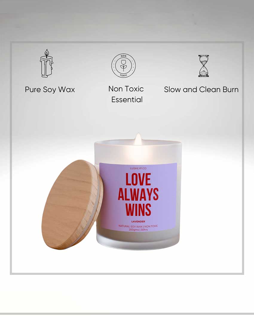 Love Always Wins Valentine’s Lavender Soy Wax Candle | 3 x 4 inches | 200ml