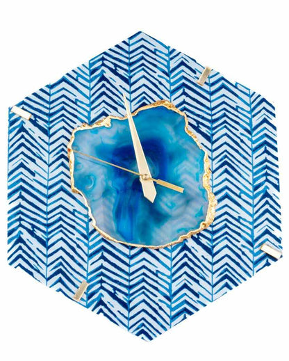 Blue Zebra Hexagon Wall Clock | 10 inches