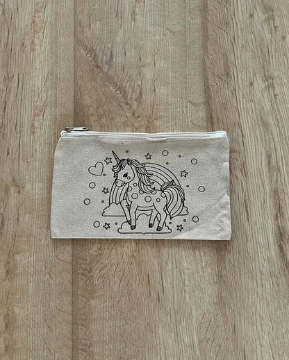 Magical DIY Coloring Little Unicorn Pouch | Set of 2 | 10 x 7 inches