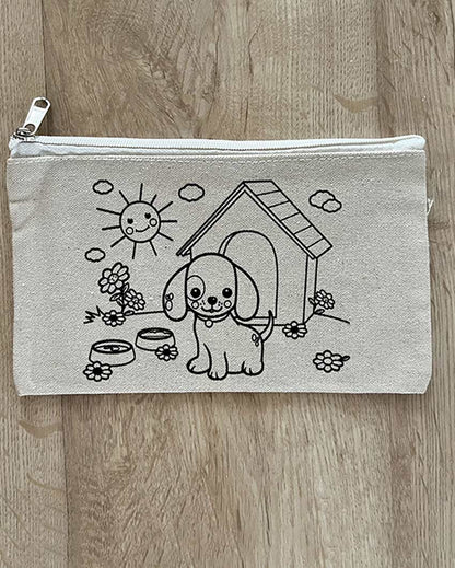 Pawsome DIY Coloring My Pet Dog Pouch | Set of 2 | 10 x 7 inches