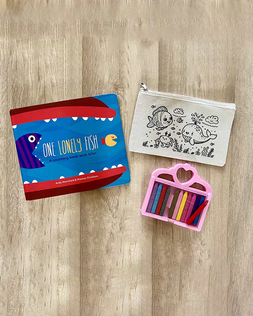 Ocean DIY Coloring Underwater World Pouch | Set of 2 | 10 x 7 inches