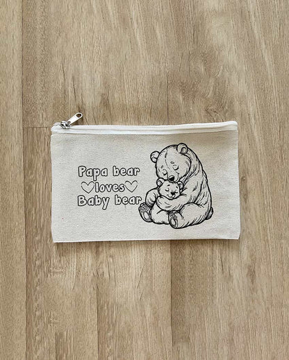 Heartwarming DIY Coloring Papa & Baby Loves Bear Pouch | Set of 2 | 10 x 7 inches