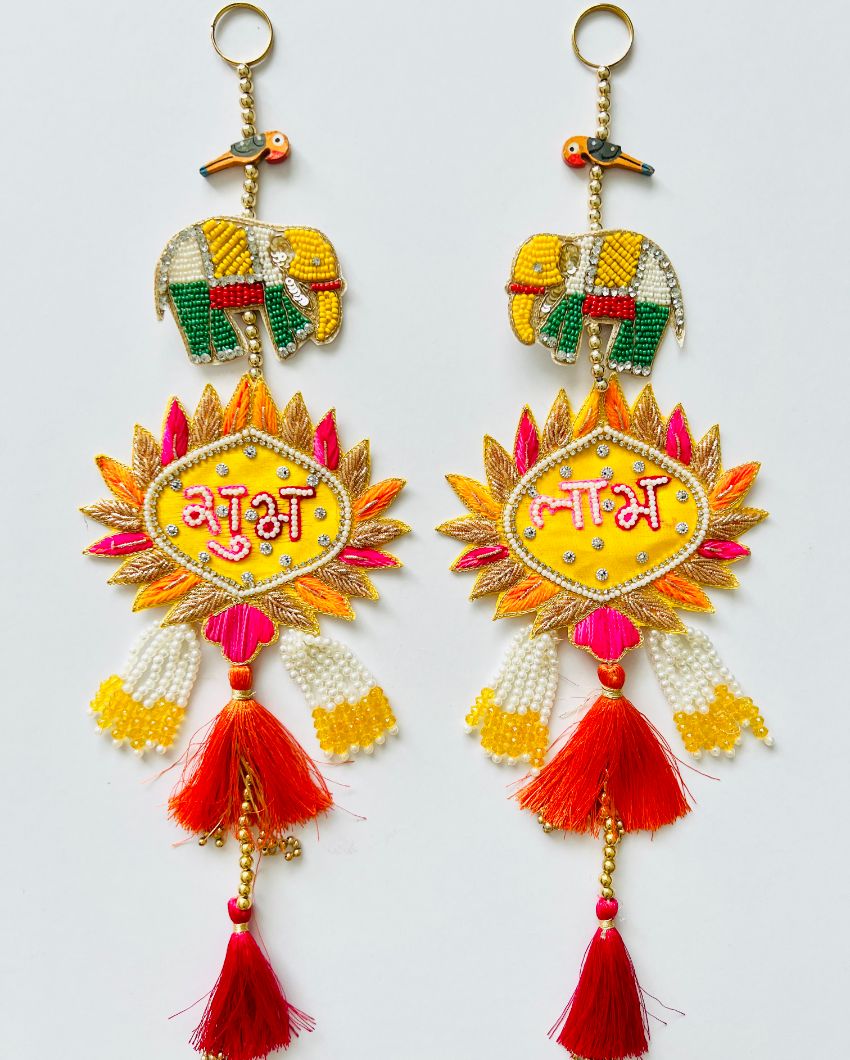 Samriddhi Festive Shubh Labh Door Hangings | Set of 2 | 6 x 2 inches