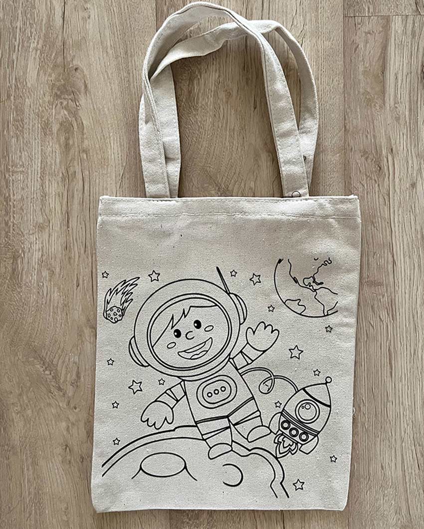 Galactic DIY Coloring Little Space Explorer Tote Bag | Set of 2 | 13 x 11 inches