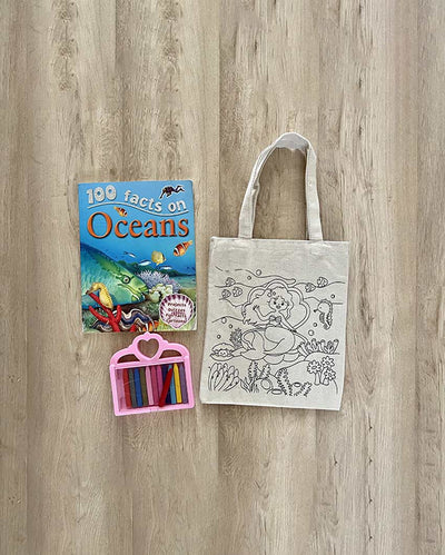 Undersea DIY Coloring Little Mermaid Tote Bag | Set of 2 | 13 x 11 inches