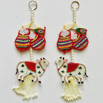 Nandini Shubh Labh Festive Decor Hangings | Set of 2 | 11 x 4 inches