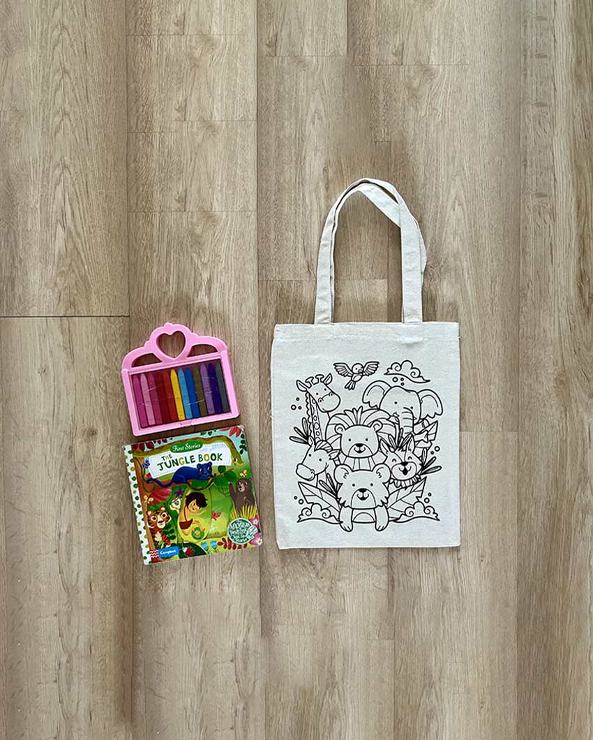 Wild DIY Coloring Jungle Safari Tote Bag | Set of 2 | 13 x 11 inches