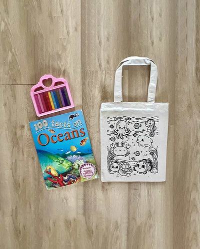 Aquatic DIY Coloring Underwater World Tote Bag | Set of 2 | 13 x 11 inches