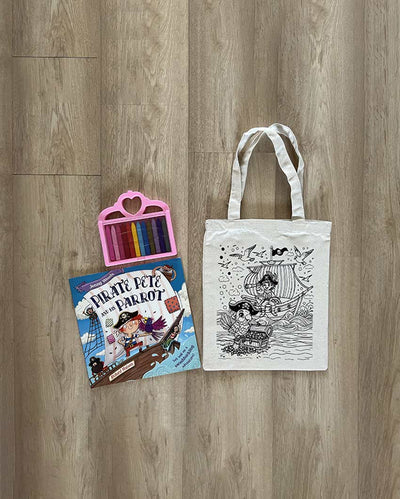 Adventure DIY Coloring Pirate And Parrot Tote Bag | Set of 2 | 13 x 11 inches