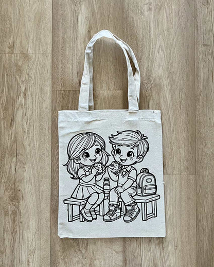 Friendship DIY Coloring Best Friends Tote Bag | Set of 2 | 13 x 11 inches