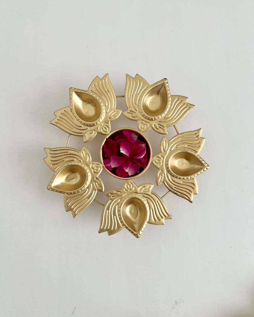 Lotus Festive Iron Diya | 8 inches