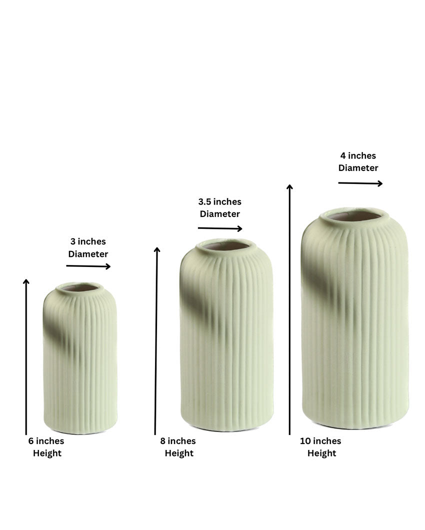 Shimmy Ribbed Ceramic Vases | Set Of 3