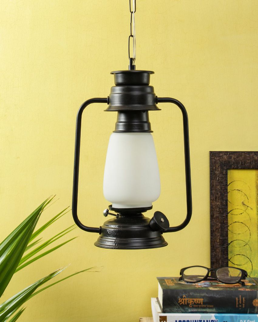 Frosted Glass Lantern Hanging Lamp  For Living Room and Bedroom | 8 x 5 x 22.5 inches