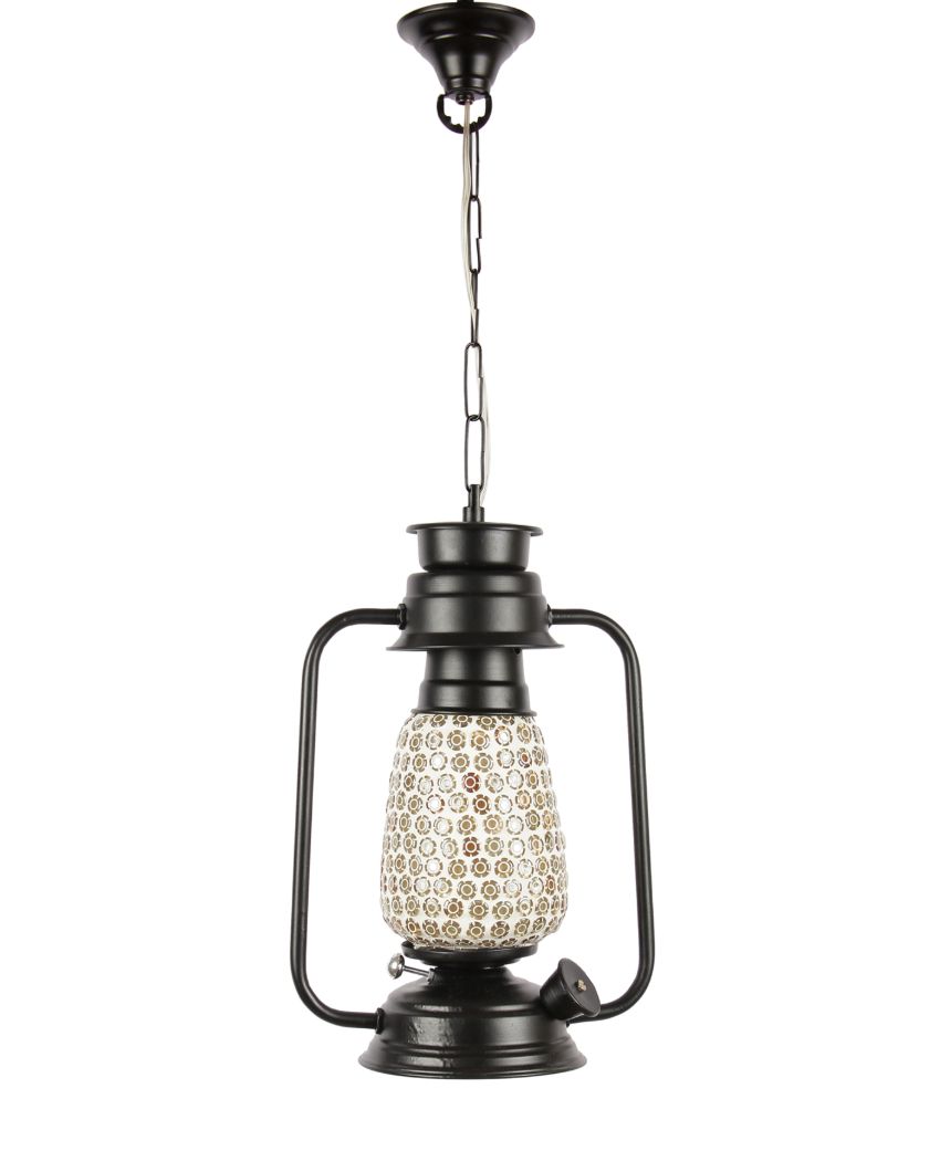 Mosaic Glass Lantern Hanging Lamp  For Living Room and Bedroom | 8 x 5 x 22.5 inches