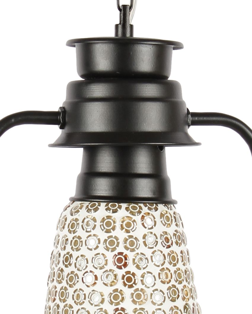 Mosaic Glass Lantern Hanging Lamp  For Living Room and Bedroom | 8 x 5 x 22.5 inches