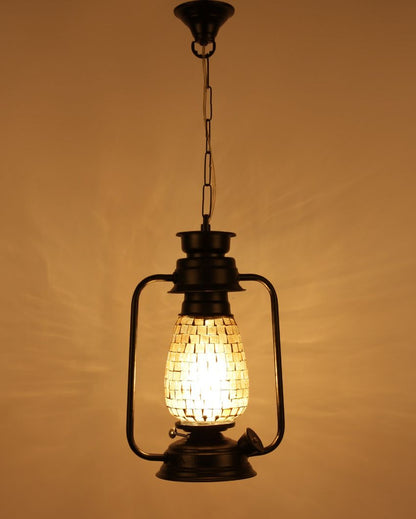 Unique Shiner Glass Lantern Hanging Lamp  For Living Room and Bedroom | 8 x 5 x 22.5 inches