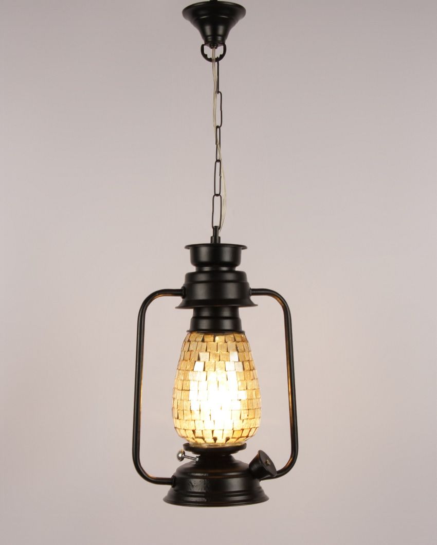 Unique Shiner Glass Lantern Hanging Lamp  For Living Room and Bedroom | 8 x 5 x 22.5 inches