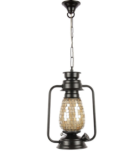 Unique Shiner Glass Lantern Hanging Lamp  For Living Room and Bedroom | 8 x 5 x 22.5 inches