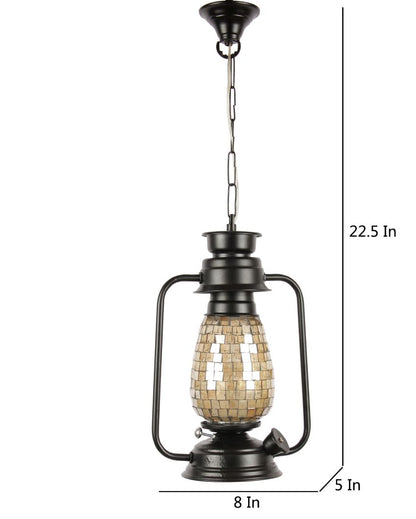 Unique Shiner Glass Lantern Hanging Lamp  For Living Room and Bedroom | 8 x 5 x 22.5 inches