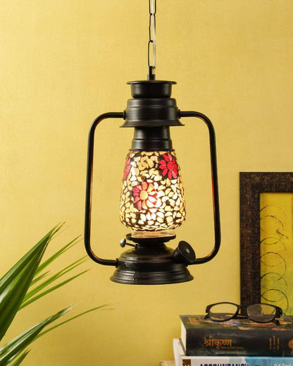 Blooming Glass Lantern Hanging Lamp  For Living Room and Bedroom | 8 x 5 x 22.5 inches