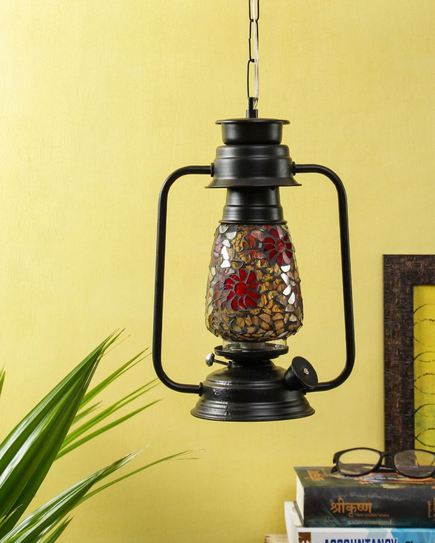 Blooming Glass Lantern Hanging Lamp  For Living Room and Bedroom | 8 x 5 x 22.5 inches