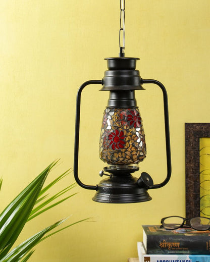 Blooming Glass Lantern Hanging Lamp  For Living Room and Bedroom | 8 x 5 x 22.5 inches