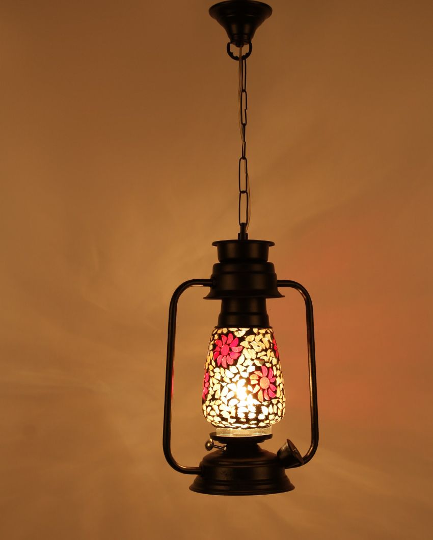 Blooming Glass Lantern Hanging Lamp  For Living Room and Bedroom | 8 x 5 x 22.5 inches