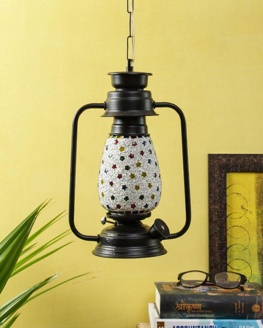 Stars Glass Lantern Hanging Lamp  For Living Room and Bedroom | 8 x 5 x 22.5 inches