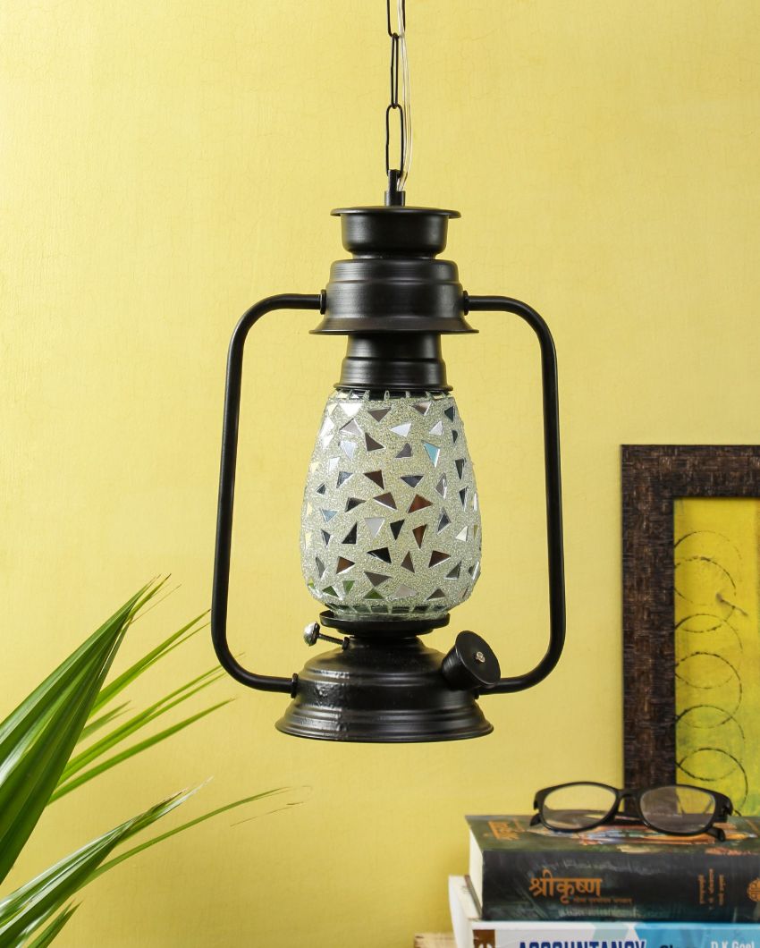 Glitter Design Glass Lantern Hanging Lamp  For Living Room and Bedroom | 8 x 5 x 22.5 inches