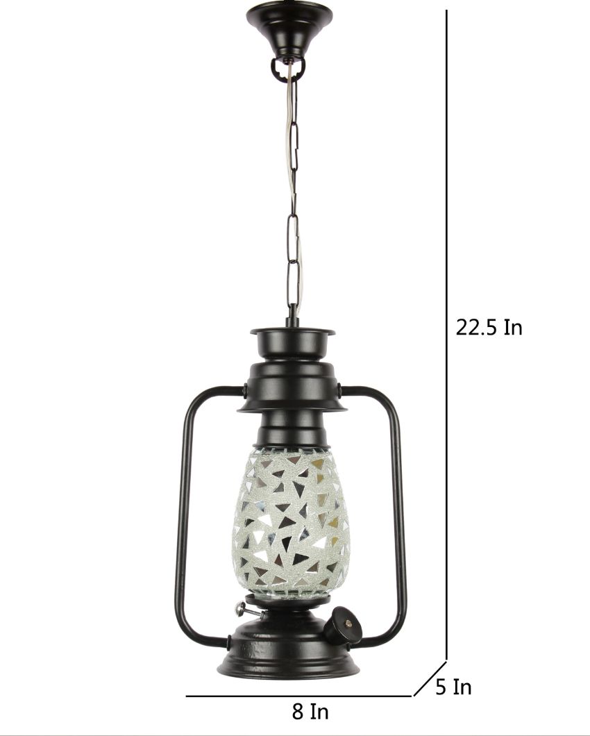 Glitter Design Glass Lantern Hanging Lamp  For Living Room and Bedroom | 8 x 5 x 22.5 inches