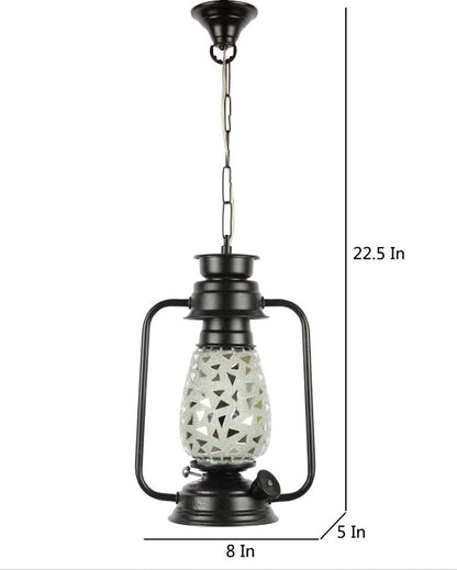 Glitter Design Glass Lantern Hanging Lamp  For Living Room and Bedroom | 8 x 5 x 22.5 inches