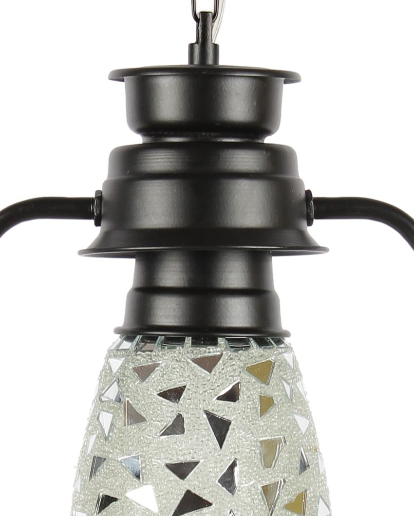 Glitter Design Glass Lantern Hanging Lamp  For Living Room and Bedroom | 8 x 5 x 22.5 inches