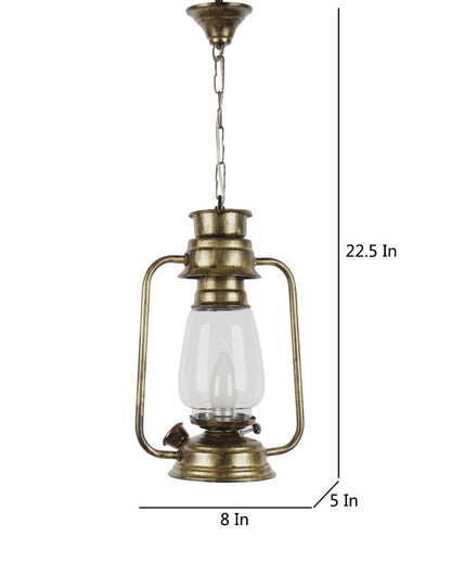 Clear Glass Lantern Hanging Lamp  For Living Room and Bedroom | 8 x 5 x 22.5 inches