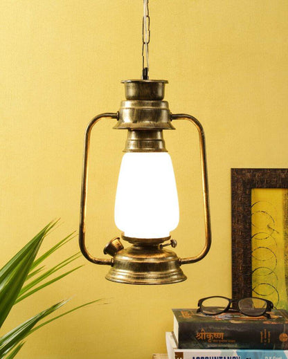 Frosted Glass Lantern Hanging Lamp  For Living Room and Bedroom | 8 x 5 x 22.5 inches