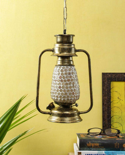 Mosaic Glass Lantern Hanging Lamp  For Living Room and Bedroom | 8 x 5 x 22.5 inches