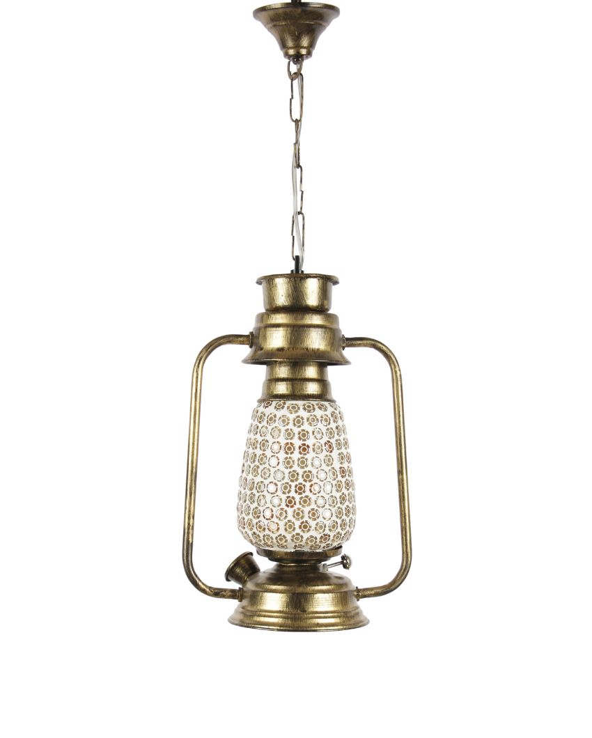 Mosaic Glass Lantern Hanging Lamp  For Living Room and Bedroom | 8 x 5 x 22.5 inches