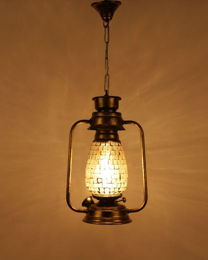 Unique Shiner Glass Lantern Hanging Lamp  For Living Room and Bedroom | 8 x 5 x 22.5 inches