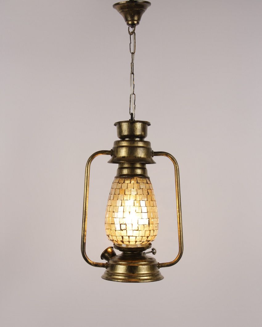 Unique Shiner Glass Lantern Hanging Lamp  For Living Room and Bedroom | 8 x 5 x 22.5 inches