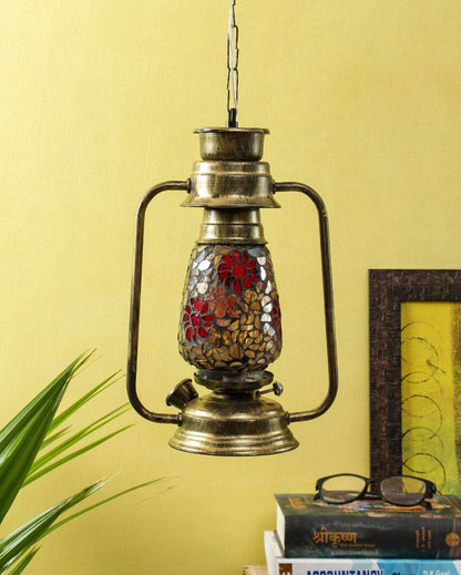 Blooming Glass Lantern Hanging Lamp  For Living Room and Bedroom | 8 x 5 x 22.5 inches