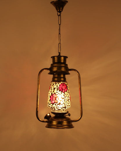 Blooming Glass Lantern Hanging Lamp  For Living Room and Bedroom | 8 x 5 x 22.5 inches