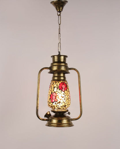 Blooming Glass Lantern Hanging Lamp  For Living Room and Bedroom | 8 x 5 x 22.5 inches