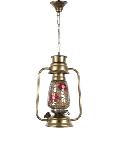 Blooming Glass Lantern Hanging Lamp  For Living Room and Bedroom | 8 x 5 x 22.5 inches