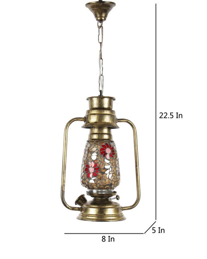 Blooming Glass Lantern Hanging Lamp  For Living Room and Bedroom | 8 x 5 x 22.5 inches