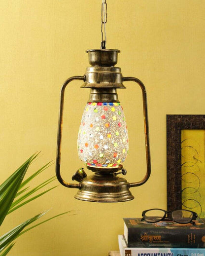 Stars Glass Lantern Hanging Lamp  For Living Room and Bedroom | 8 x 5 x 22.5 inches