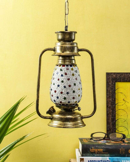 Stars Glass Lantern Hanging Lamp  For Living Room and Bedroom | 8 x 5 x 22.5 inches