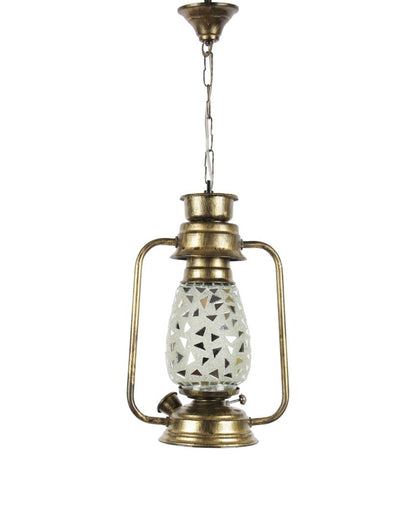 Glitter Design Glass Lantern Hanging Lamp  For Living Room and Bedroom | 8 x 5 x 22.5 inches