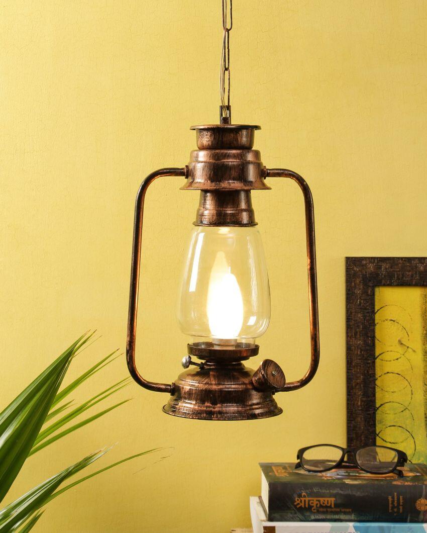 Clear Glass Lantern Hanging Lamp  For Living Room and Bedroom | 8 x 5 x 22.5 inches